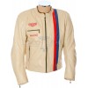 Steve McQueen Cream LE MAN Grand Prix Classic Armoured Biker Jacket